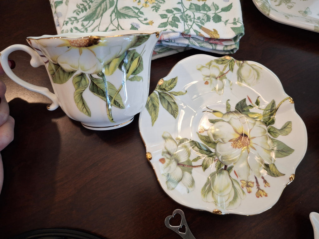 Tea Time Set ~ Green & White Floral