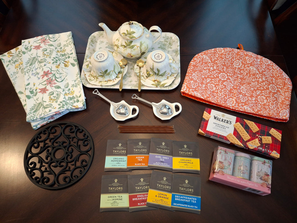 Tea Time Set ~ Green & White Floral